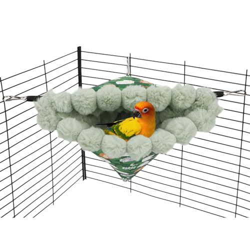 Bird Nest House Winter Warm Hanging Hammock Bird Bed Snuggle Hut for Parakeets Budgies Caique Conures Cockatiels (Large / Green)