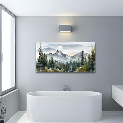 Wall Decorations For Living Room Canvas Wall Art For Bedroom Large Size Office Wall Decor Abstract Mountain Scenery Paintings Pictures Artworks Ready To Hang Home Decoration 20X40 (40"L x 20"W / Forest Painting Artwork)