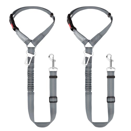 2 Pack Dog Seat Belt for Car (Grey)
