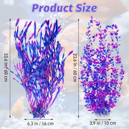 Tall Aquarium Plants 23 Inches (Purple（style C）)