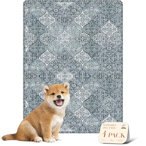 4PACK Washable Pee Pads for Dogs (18x24 Inch (Pack of 4) / Blue/Multi)