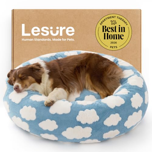 Shown on TV Jacquard Donut Dog Beds Large Sized Dog (36.0"L x 36.0"W x 8.0"Th / Cozy Clouds Blue)