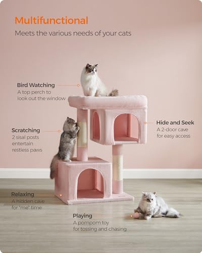 Cat Tree 40.6 (XL (26.8"L x 18.9"W x 40.6"H) / Jelly Pink)