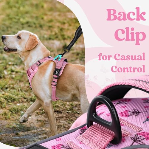 Dog Harness for Large (Floral Pink / X-large)