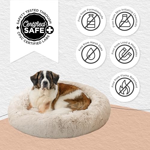 Original Calming Donut Dog Bed (Taupe Shag / X-Large)