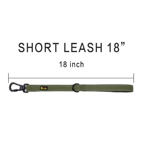 Short Dog Leash with Padded Handle for Medium Large Dogs (Ranger Green / 18 Inch (Pack of 1))
