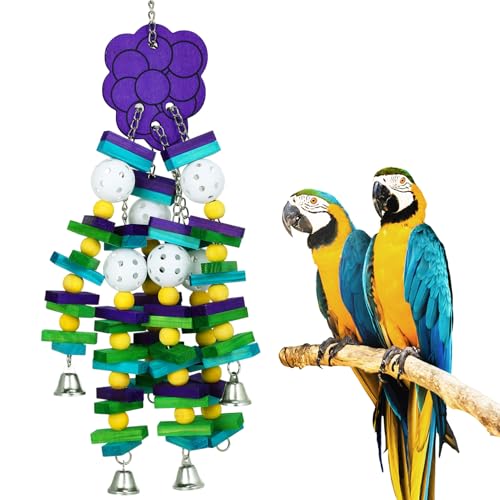 Large Bird Parrot Toys for Cockatoos African Grey Macaws Amazon Parrots (Purple)