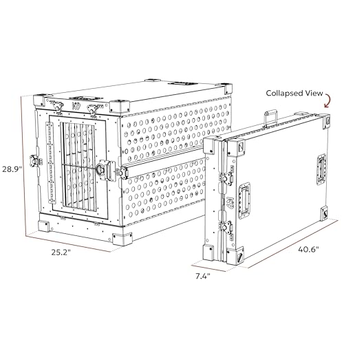 Aluminum Collapsible Dog Crate (Gray / 40.6"L x 25.2"W x 28.9"H)