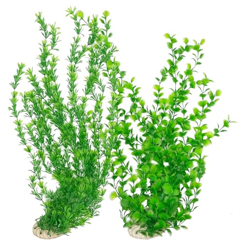 23" Tall Aquarium Plastic Plants (Green（style B）)