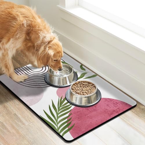 Dog Food Mats for Floors (Boho Pink / Xl(24"×32"))