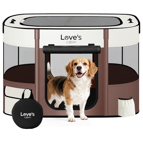 Pet Puppy Dog Playpen (Brown / Large)