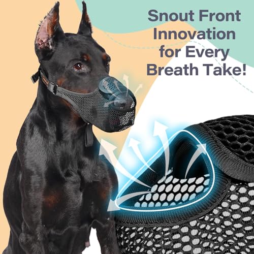 Mesh Dog Muzzle for Large Medium Small Dogs with Front Opening (Black / XXL)