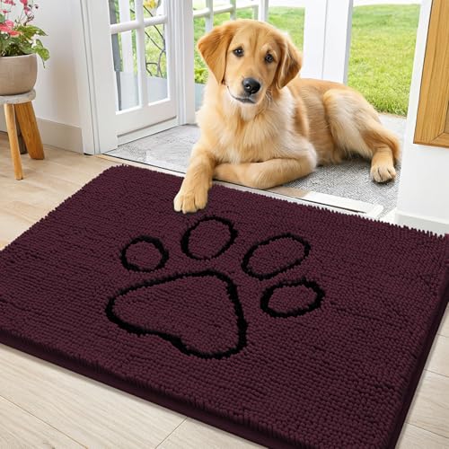 Dog Door Mat for Muddy Paws (36"X24" / Russet and Black)