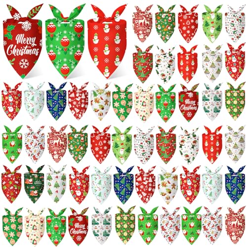 50 Pcs Christmas Dog Bandanas Bulk (Christmas / 19.7 x 13.8 x 13.8'')