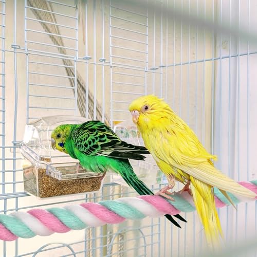 2 Pack Rope Perches for Bird Cages (Pink Cyan / 23.6 in)