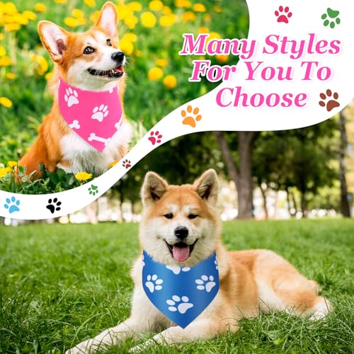 100 Pcs Paw Print Dog Bandanas Bulk (Paw Print / 31.5 x 21.7 x 21.7 Inch)