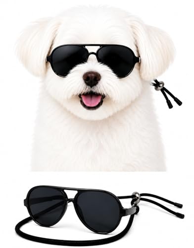 G029 Dog Cat Pet Aviator Pilot Sunglasses Glasses for Small Breeds up to 15lbs (S, Up to 15 lbs, 2-pack Black + pink)