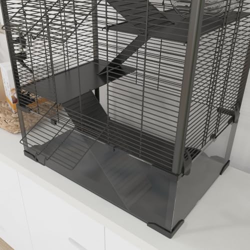 Large Hamster Cage 9" Deep Tempered Glass Bottom 24"x16"x31.5" Black (23.6"L x 15.7"W x 31.5"H)