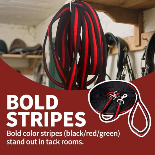 Lunge Line for Horse (Black&Red&Black) / 34ft/10m)