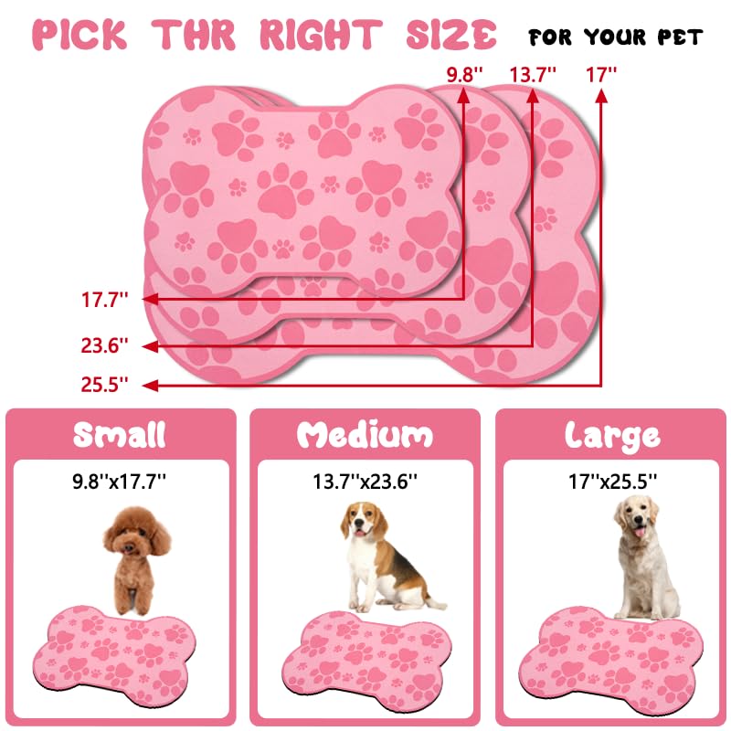 Dog Food Mats for Floors Waterproof (Dark Pink / 19"L x 12"W)