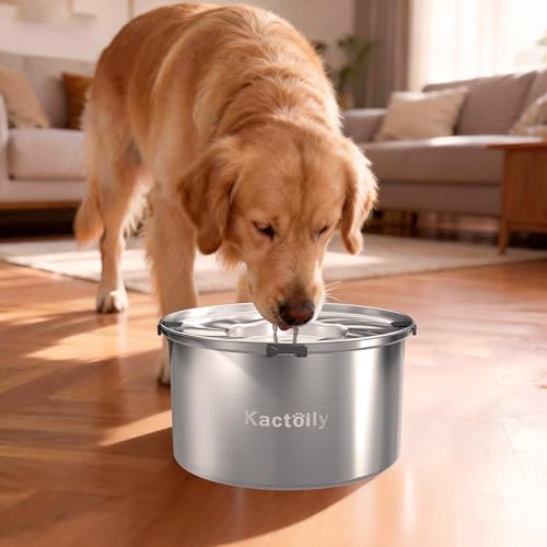 1.47 Gal Stainless Steel No Spill Water Bowl for Large Dogs (C: Polished Silver)
