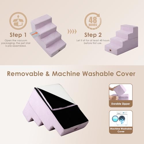 Dog Stairs for Bed 18" H (Lilac / Standard 15" x 24" x 18")