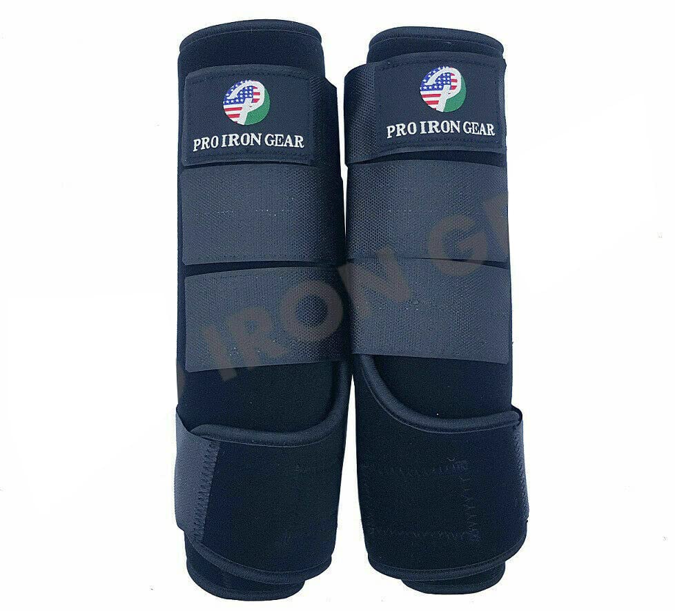 Horse Medicine Brushing Boots Leg Wraps Protection Gear Set of 2 and Set of 4 in 14 Colors (MEDIUM/COB / BLACK (SET OF 2))