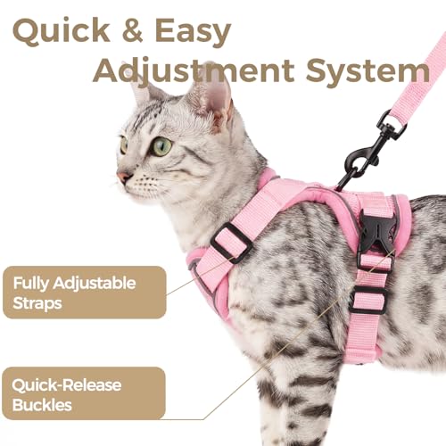 Cat Harness and Leash Set (Pink / Medium)
