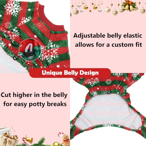 Small Dogs Outfit Soft Puppy Onesies Pjs Christmas Dog Pajamas Pet Coat Cat Apparel Comfy Doggie Jumpsuit Bodysuit for All Seasons P355XS (Stripe Snowflakes / X-Small)