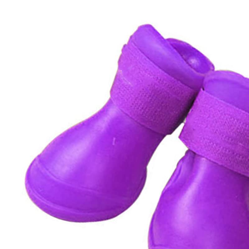 4Pcs Silicone Dog Boots (M / Purple)