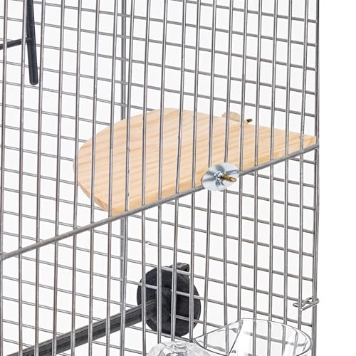Bird Perch Platform Stand Wooden Parrot Perch Corner 6.7 Inches Fan Shape Playground Cage Accessories Parrot Stand Flat Perches for Bird Cages Corner Shelf for Birds Parrots Hamster Gerbil (17cm x 17cm x 1.2cm)