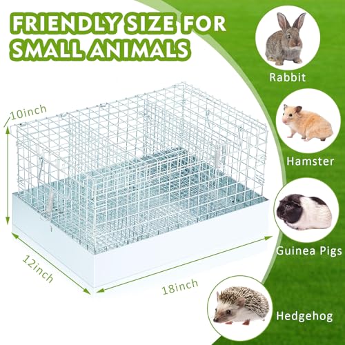 1 Pack 3 Hole Foldable Rabbit Transport Cage (Sliver / 18 x 12 x 10 in)