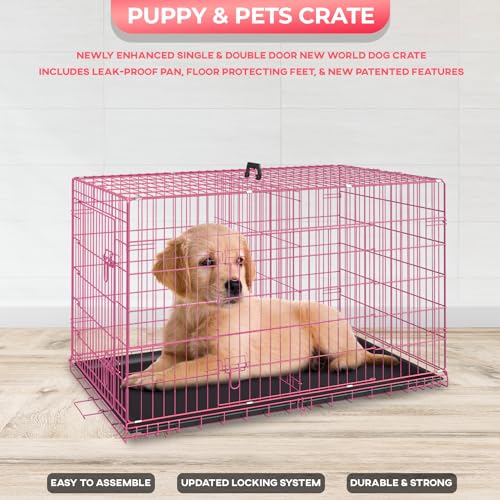 24" Foldable Metal Dog Crate (Pink)