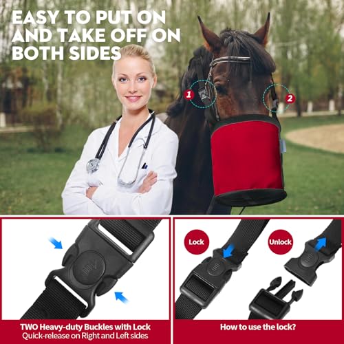 Horse Feed Bag for Grain (Red)