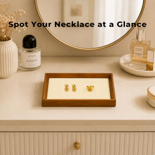 Wood Jewelry Tray (Creamy-white / 11.8" x 9.1" x 0.7")