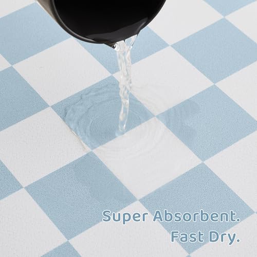 Checkered Dog Feeding Mat (24"L x 16"W / Blue)