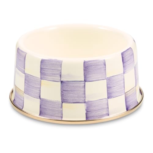Enamel Pet Dish (Violet Check / Medium)
