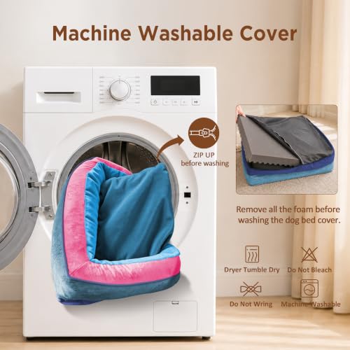 Orthopedic Dog Bed for Extra Large Dogs with Bolster (45.0"L x 35.0"W x 8.5"Th / Enchanted Cove)