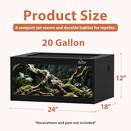 20 Gallon PVC Reptile Enclosure (24"W x 18"D x 12"H)