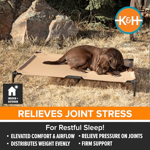 K&H Outdoor Elevated Dog Bed (Tan Mesh / Large 42"L x 30"W)