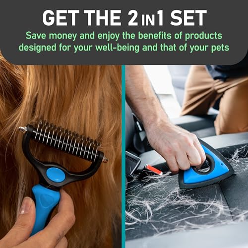 Pet Grooming Rake and Mini Pet Hair Remover Tool (D - Rake & Remover / Large)