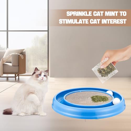 Cat Scratching Board with Track Balls for Indoor Cats (Blue)