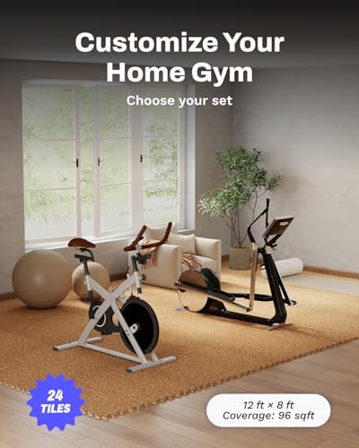 0.79" Thick Gym Flooring for Home Gym (Wood / 96 Sq Ft (24 Tiles))