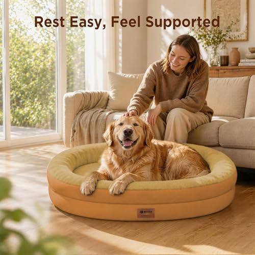 Waterproof Orthopedic Dog Bed for Large Dogs (Orange / 44"L x 32"W x 7.5"Th)