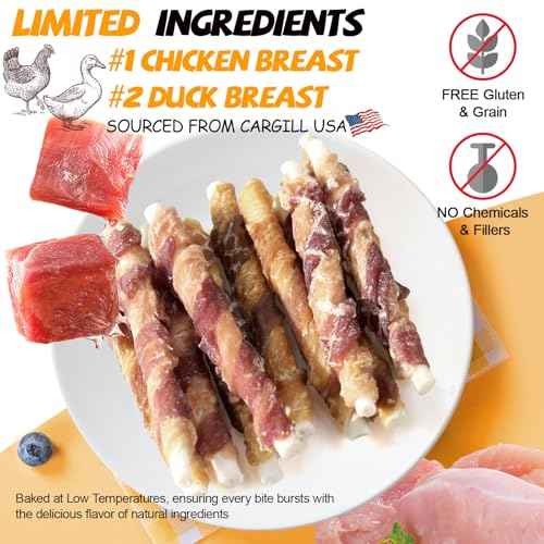 Dog Treats Chicken and Duck Wrapped Rawhide Sticks 20 Count 10.6 Oz