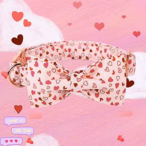 Valentine's Dog Collar with Bow (Pink Heart / X-Large (Pack of 1))