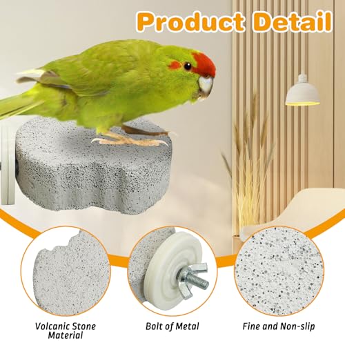 8 PCS Bird Perch Parrot Beak Grinding Stone Calcium Mineral Parrot Perch Foot Claws Trimmer Chewing Toy Bird Cage Accessories for Small Medium Budgie Cockatiel Conure Lovebird