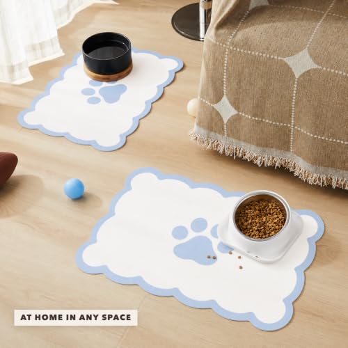 Scalloped Dog Feeding Mat (Blue / 22"L x 17"W)