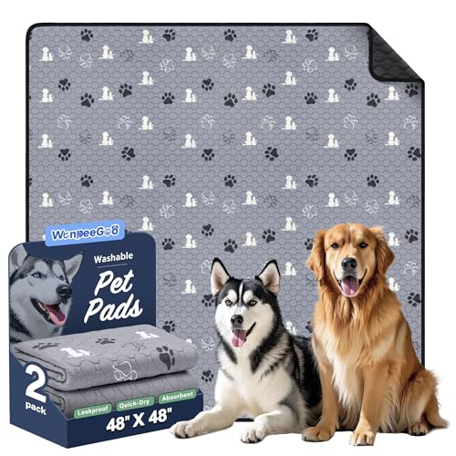 Washable Pee Pads for Dogs (Gray / 48"x48" (Pack of 2))