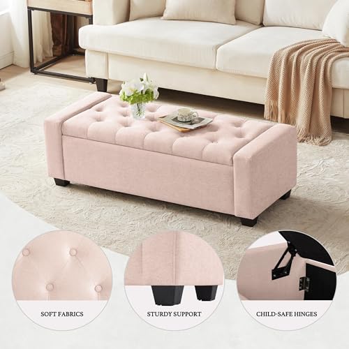 48" Ottoman with Storage (Pink / 19.7"D x 48"W x 16.9"H)